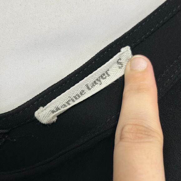 Marine Layer Alexa Crepe Jumpsuit Women's Sz S Black Elastic Waist V Neck Casual - Picture 3 of 9